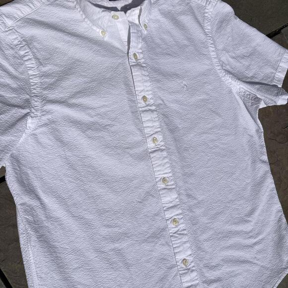 Polo Ralph Lauren White Seersucker Short Sleeve Button Down - Picture 2 of 5